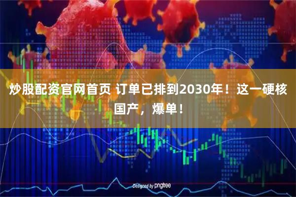 炒股配资官网首页 订单已排到2030年！这一硬核国产，爆单！